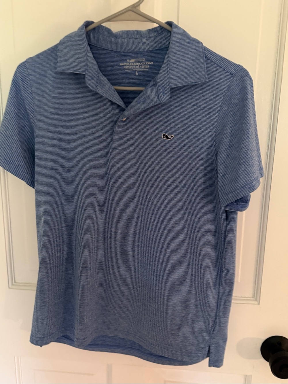Boys Vineyard Vines Light Blue Micro-Stripe Polo